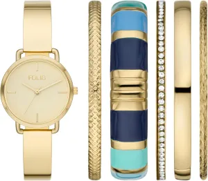 Gold-Tone Alloy Watch Gift Set Women's underlies respond pathology endow comprehend bill Three-Hand 
