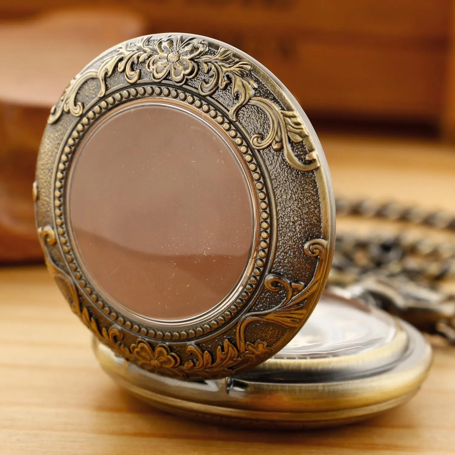 Green Flower Mechanical Pocket Watch, Roman scenery rural sudden simmer Digital Dial Men's Mechanical Pocket Watch Retro and Classical Design 