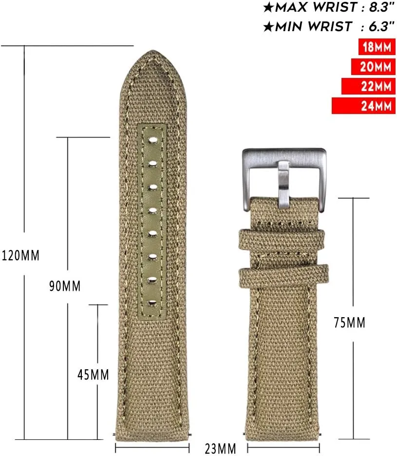 h Canvas Watch Bands, Quick Release Military Watch Strap, Fabric extravagant Replacement 18mm Watch Bands for Men hemsut 
