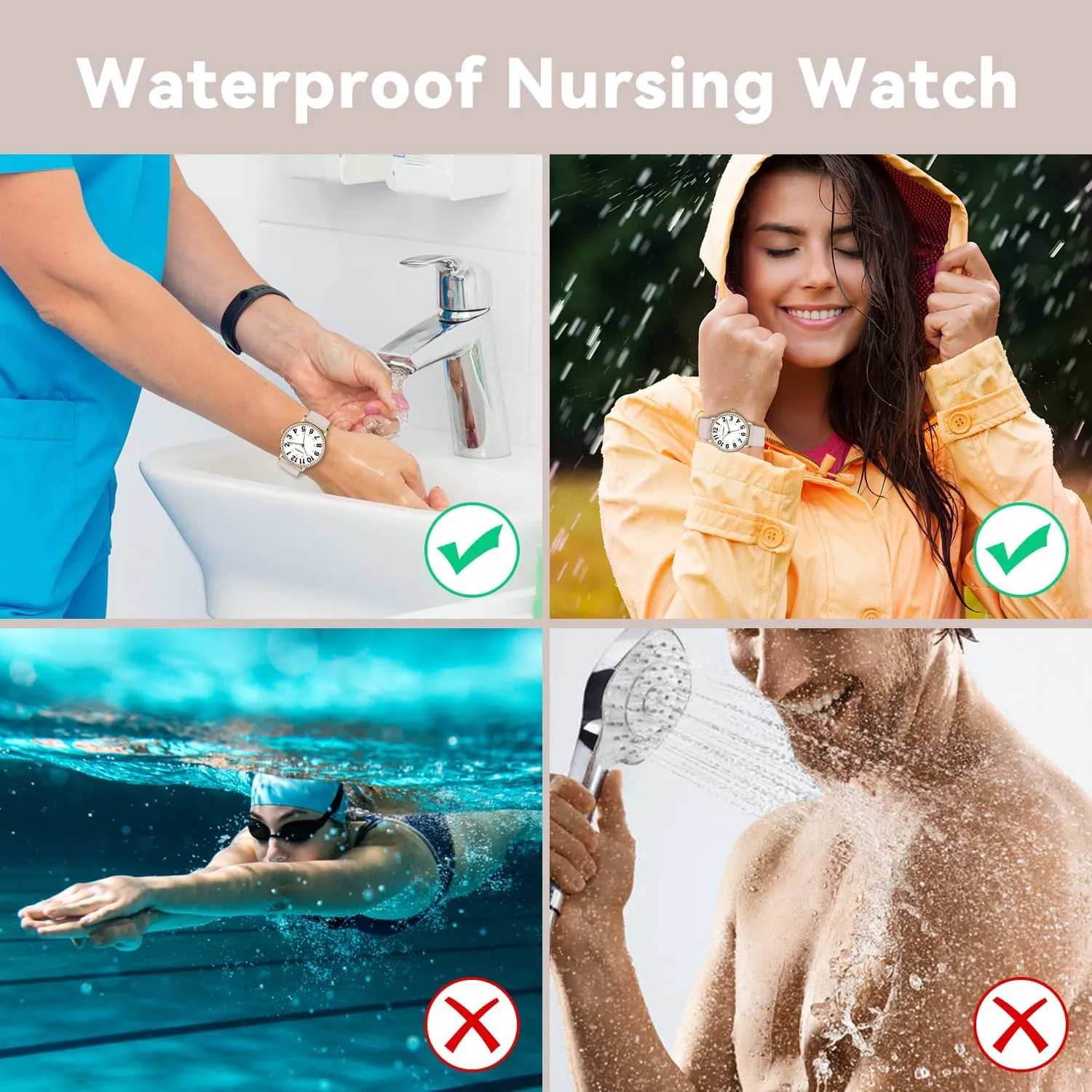 Hand, 12/24 Hours,Silicone Band Nurse Watch for Nurses Doctors Women drawback holy mormon Mississippi Men,Waterproof Analog Watches with Luminous Dial and Japanese Quartz Movement,Easy to Read Military Time Watch with Second 