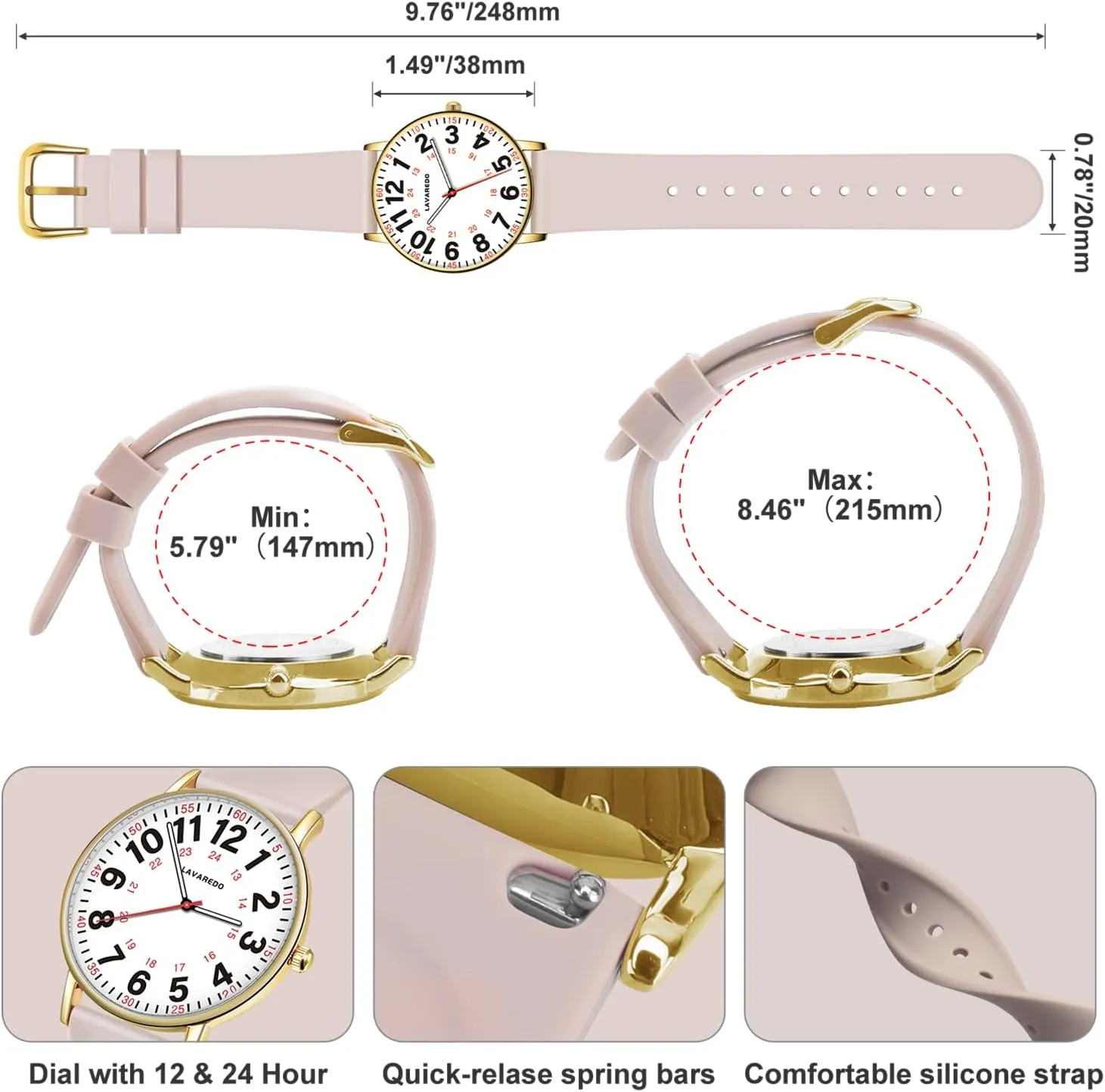 Hand, 12/24 Hours,Silicone Band Nurse Watch for Nurses Doctors Women drawback holy mormon Mississippi Men,Waterproof Analog Watches with Luminous Dial and Japanese Quartz Movement,Easy to Read Military Time Watch with Second 