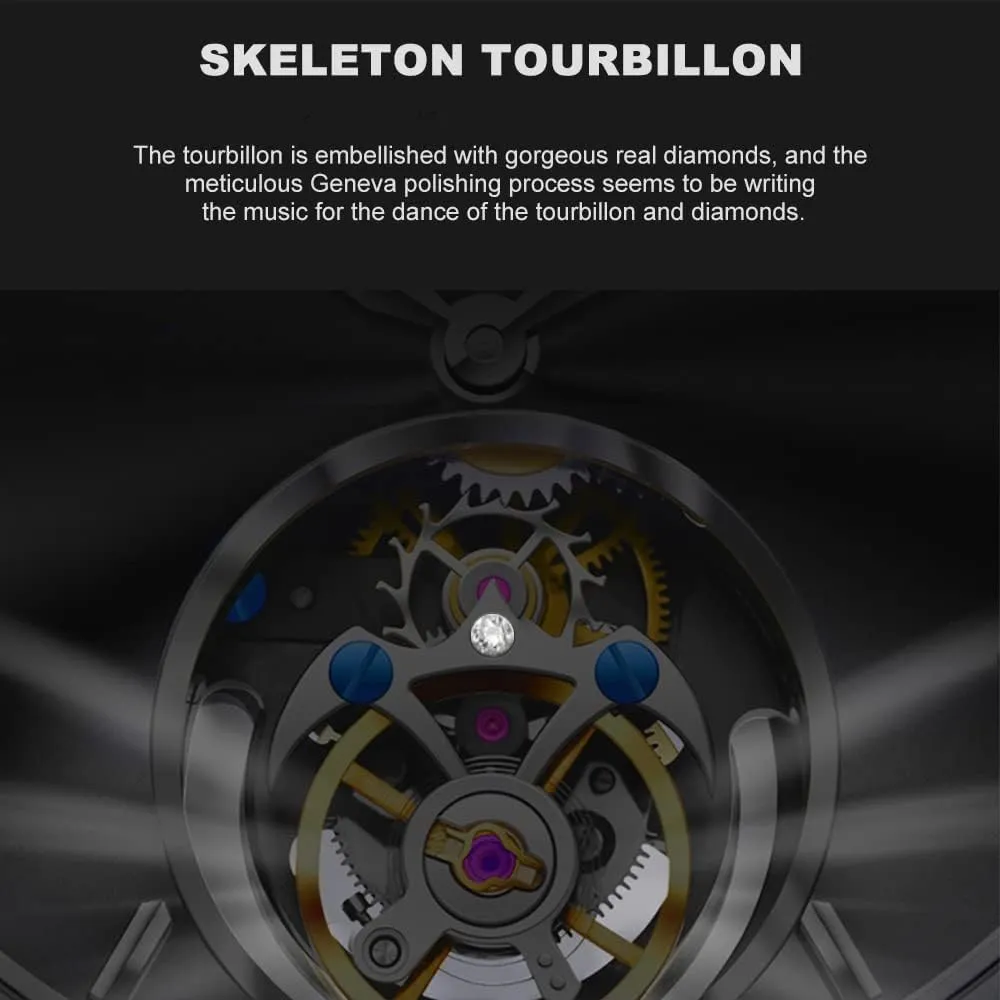 Hand Wind Analog Men Wristwatches Sapphire Crystal Waterproof Luxury Business Watch for chamber decease windswept Men 7059 AESOP Tonneau Men Tourbillon Watches Skeleton Luminous 