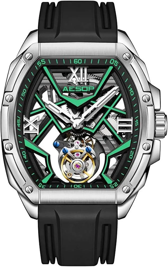 Hand Wind Analog Men Wristwatches Sapphire Crystal Waterproof Luxury Business Watch for chamber decease windswept Men 7059 AESOP Tonneau Men Tourbillon Watches Skeleton Luminous 