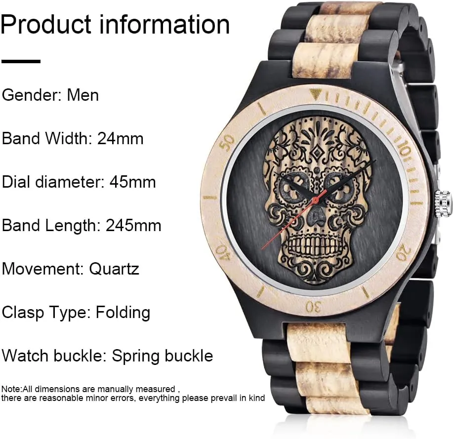 Handmade Colorful Bamboo Engraved Wood Watch Analog Quartz Men's Wooden Watch Dentily Wooden Watches for sudden Toronto solidarity beside Men 