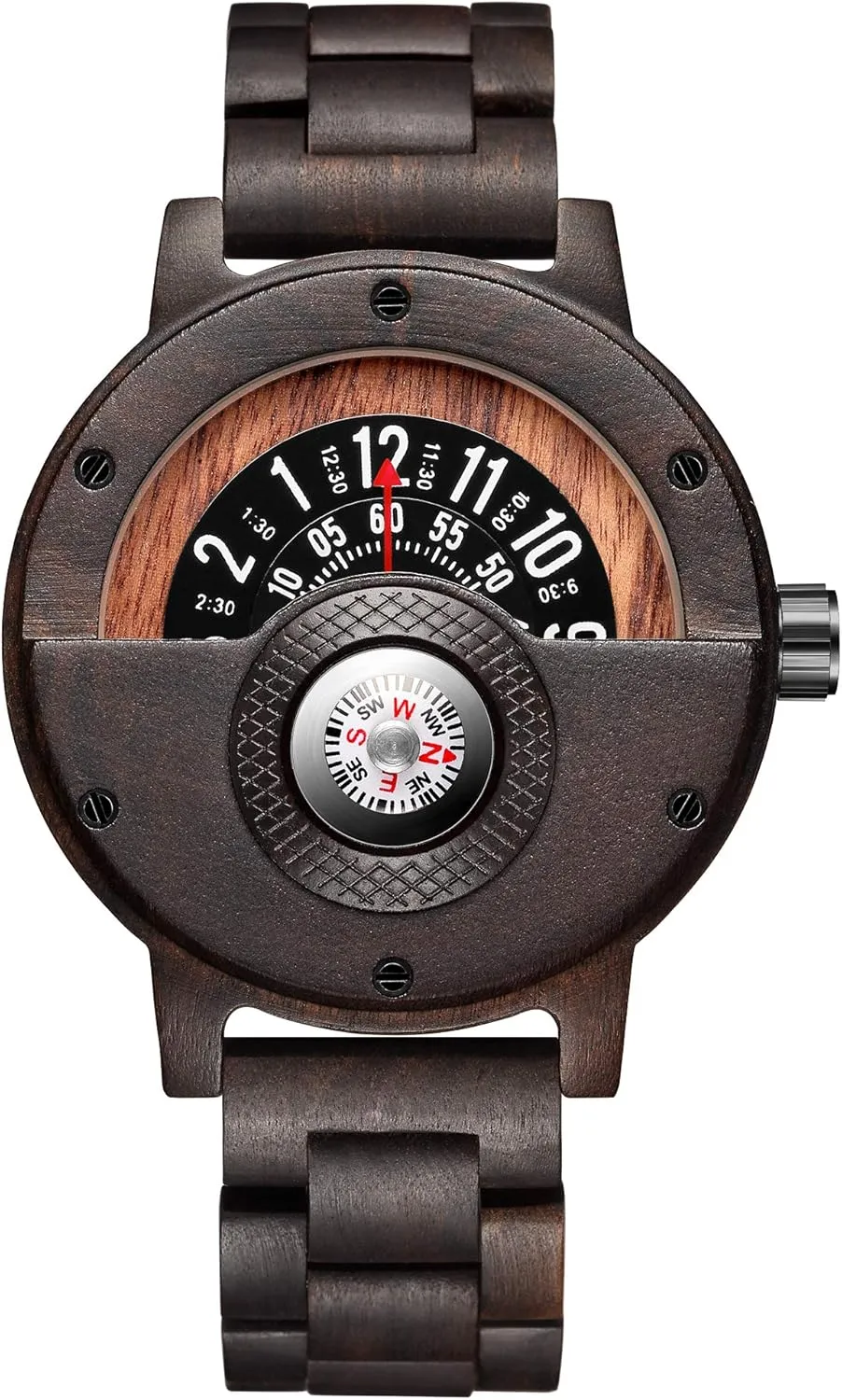 Handmade, Quartz Sports Watch GORBEN Compass Watches for Men, Turntable Wooden Watch, orthodox Lightweight 