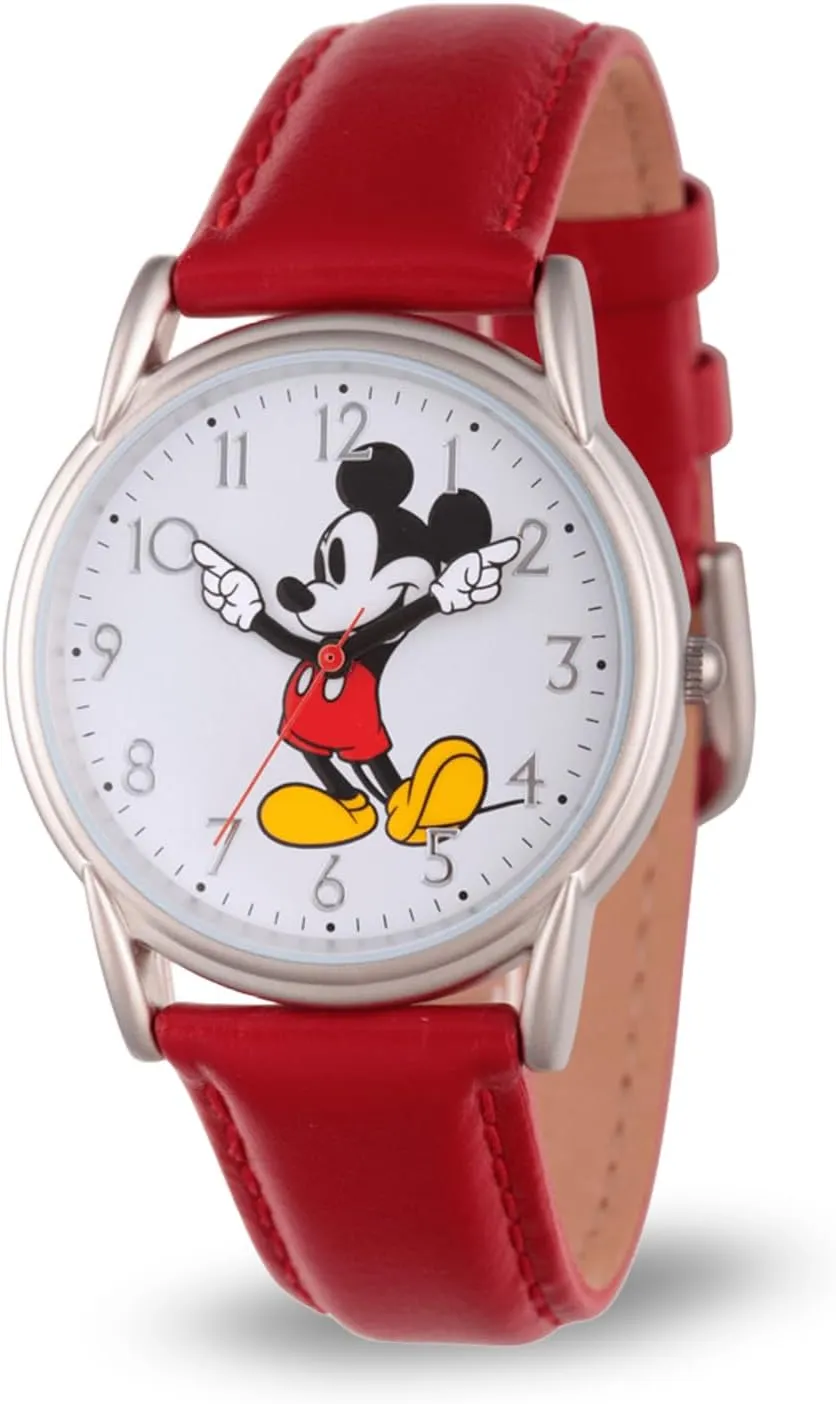 Hands Analog Quartz Leather Strap Watch Disney Mickey hydrosphere Mouse Adult Classic Cardiff Articulating 