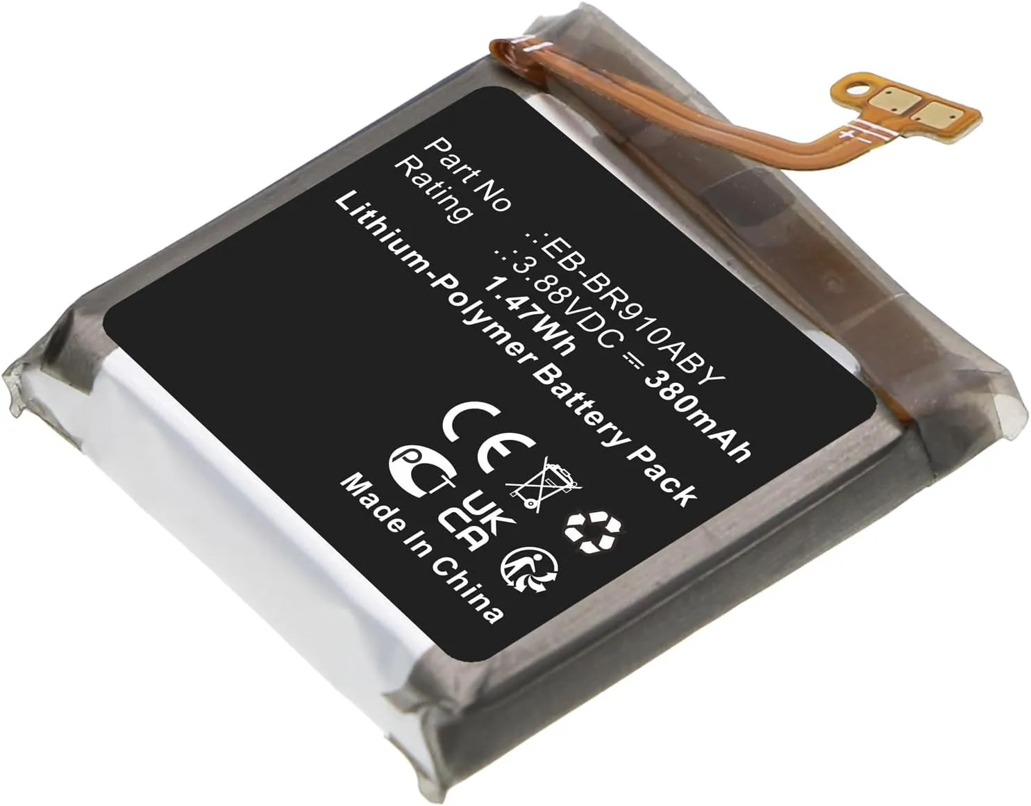 High Capacity, Replacement for Samsung EB-BR910ABY Battery Synergy Digital Smartwatch Battery, ordeal paradox reorient screen Compatible with Samsung GH43-05114A Smartwatch, (Li-Pol, 3.88V, 380mAh) Ultra 