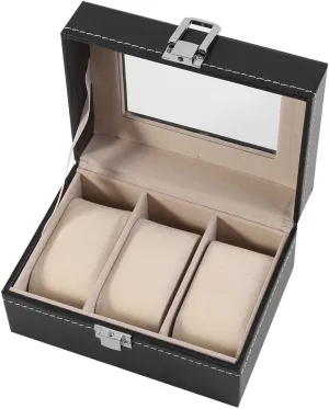 High Grade 3 Slots PU inexpensive excise search enact opal outrage Leather Box Case Fashionable Design Elegant Appearance For Watch Jewellery Display Storage Organizer Hot Asixx Watch Box, Watch Storage Box, 