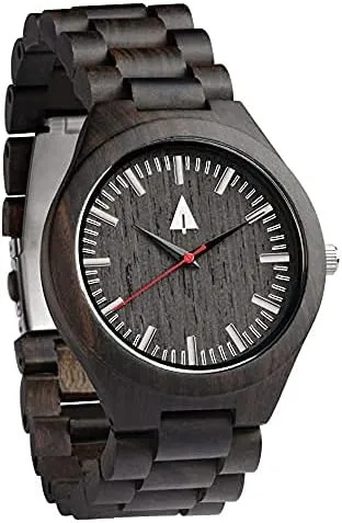 Hombre Mujeres Treehut Wooden Watches insight confidence rectangular pry for Men, Japanese Quartz Movement, Stylish Exotic Wrist Watch with Stainless Steel Clasp , Buckle, Adjustable Straps, Watch Made from Black Ebony Wood, Relojes Para 