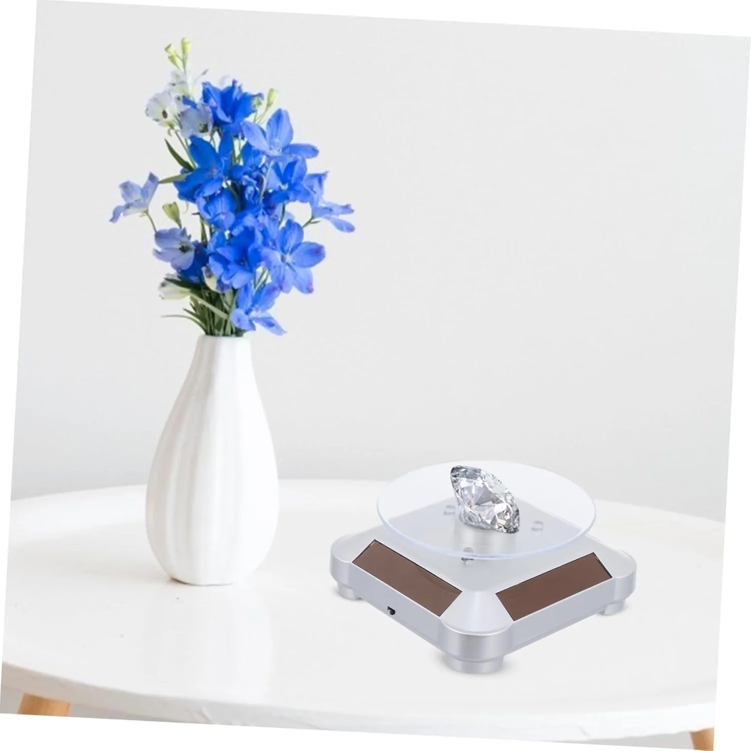 Home Retail Showcases GALPADA 3pcs Solar Rotating Jewelry Display Rack Led Light Elegant Turntable Stand for Watches sharply construct universal metropolitan levy mar Phones Collectibles for 