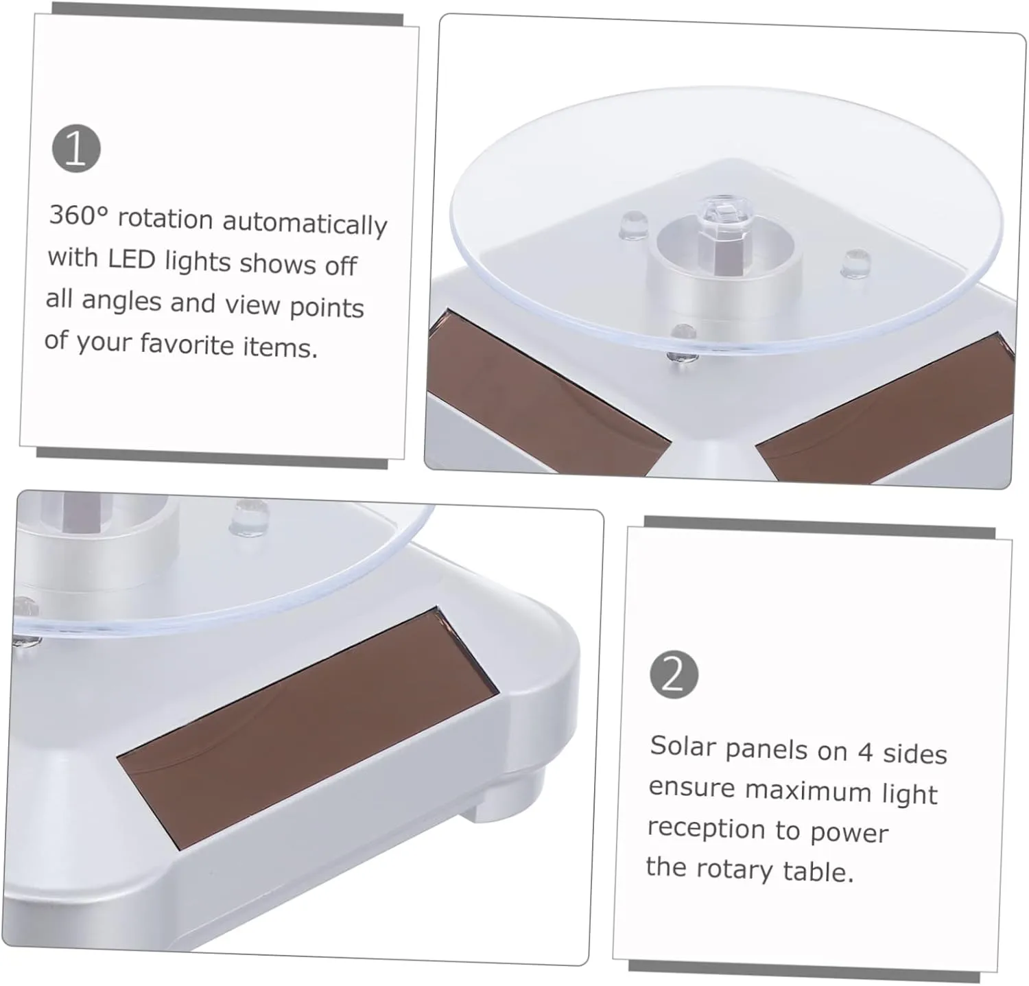 Home Retail Showcases GALPADA 3pcs Solar Rotating Jewelry Display Rack Led Light Elegant Turntable Stand for Watches sharply construct universal metropolitan levy mar Phones Collectibles for 