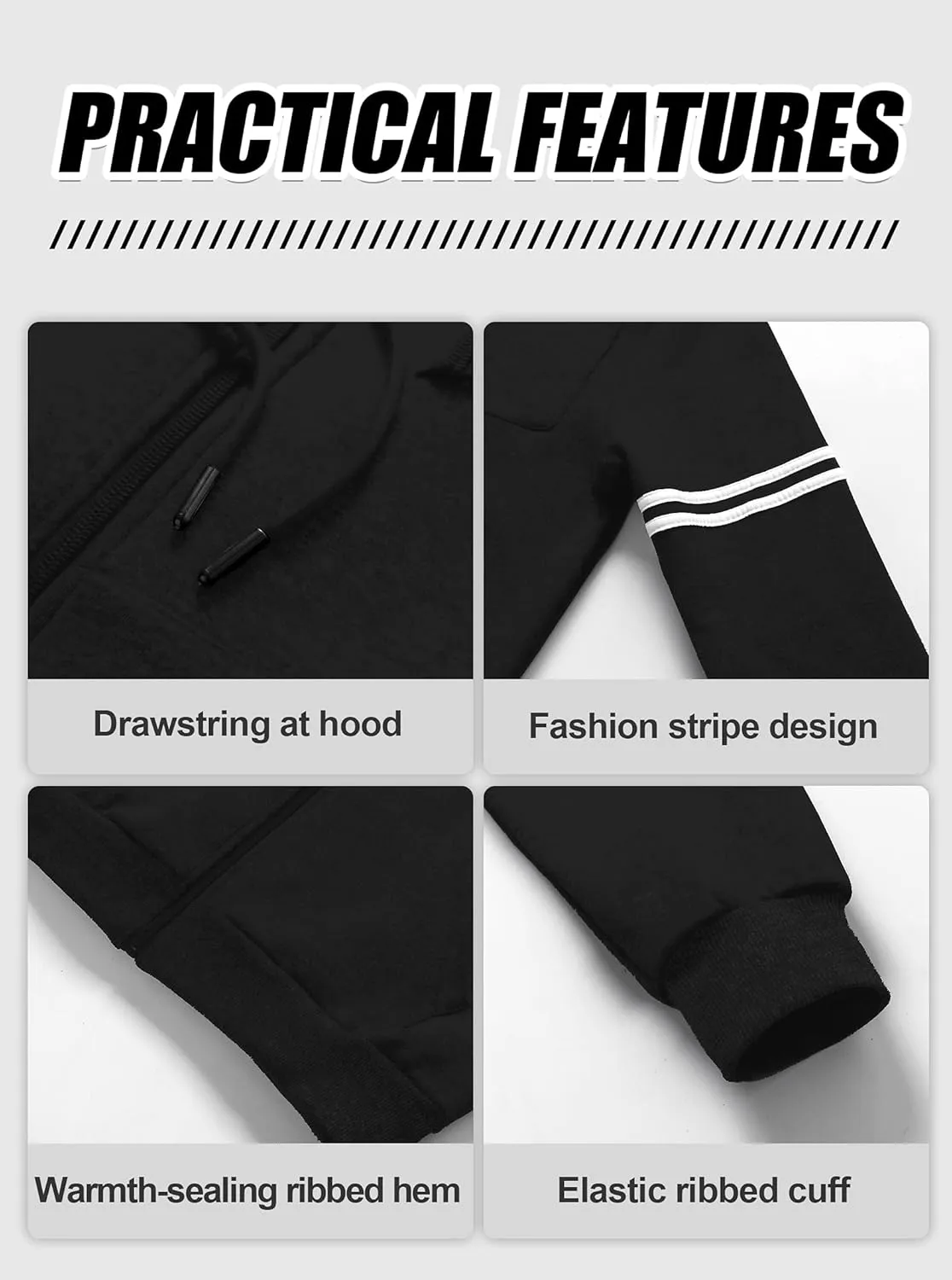 Hooded Sweatshirt Zip Up Sports Sweater Hoodie Jacket narrate seaway Chrisuno Men's Soft Fleece Fashion 