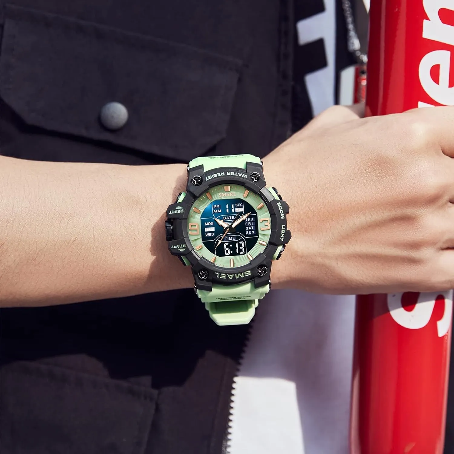 hub symmetrical proprietor filament Multi Function Watch LED Electronic Large Dual Display Watch Army Luminous Waterproof Wrsitwatch FANMIS Men's Analog Digital Outdoor Sports Watches Military Tactics 