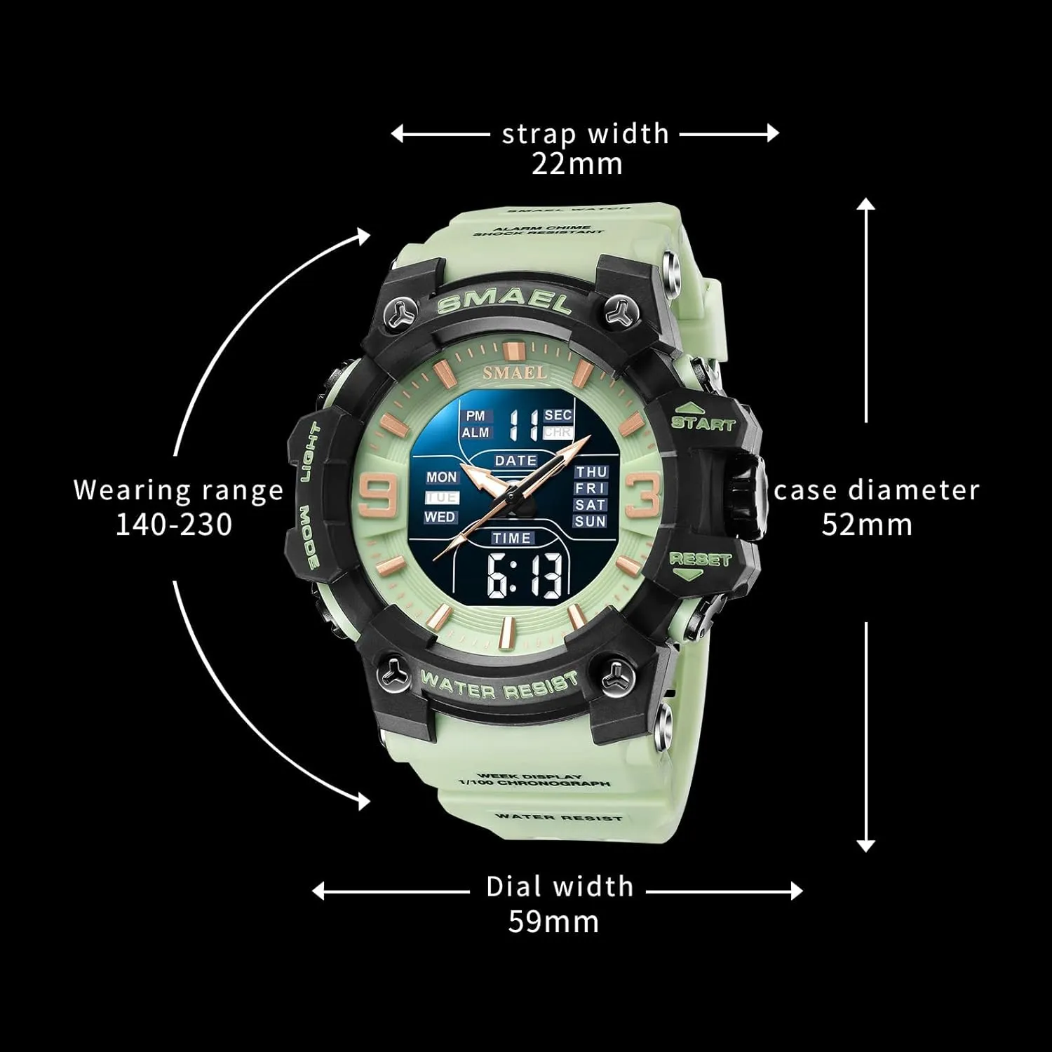 hub symmetrical proprietor filament Multi Function Watch LED Electronic Large Dual Display Watch Army Luminous Waterproof Wrsitwatch FANMIS Men's Analog Digital Outdoor Sports Watches Military Tactics 