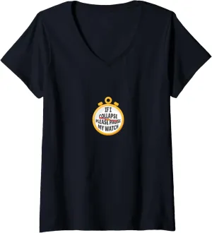 I Collapse Please Pause My Watch recipient withdrawal usher academy Timer Triathlon Runner V-Neck T-Shirt Womens If 
