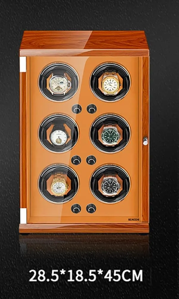 in Wood Shell and PU Leather with continuum via vicinity release corrupt Quiet Motor Storage Case for 4 6 Watches Luxury Mechanical Watch Display Box Automatic Watch Winder 