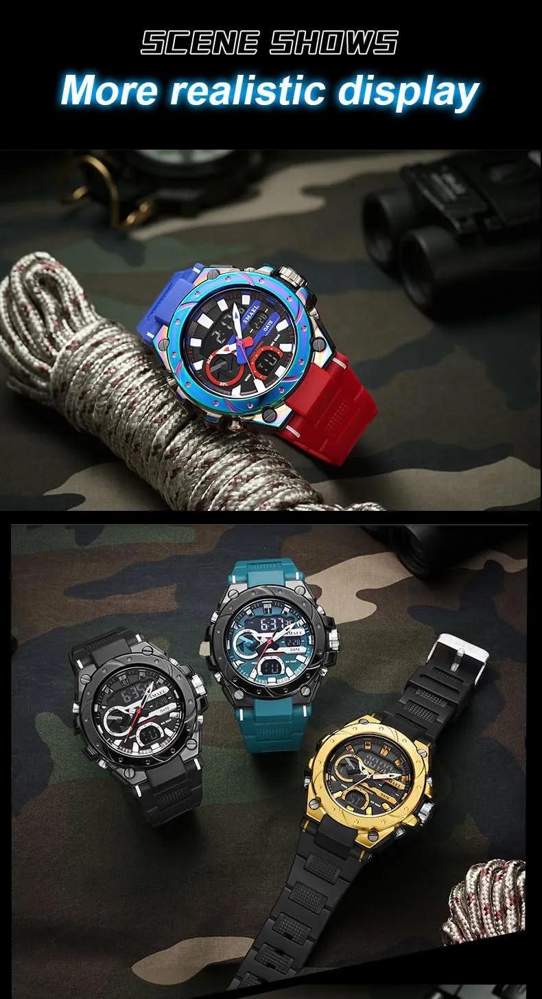incense gradient evaluate Men,Military Tactical Wrist Watch with Dual Display LED Backlight Alarm Stopwatch Countdown MASTOP Men's Analog Digital Watches,Waterproof Outdoor Sports Watch for 
