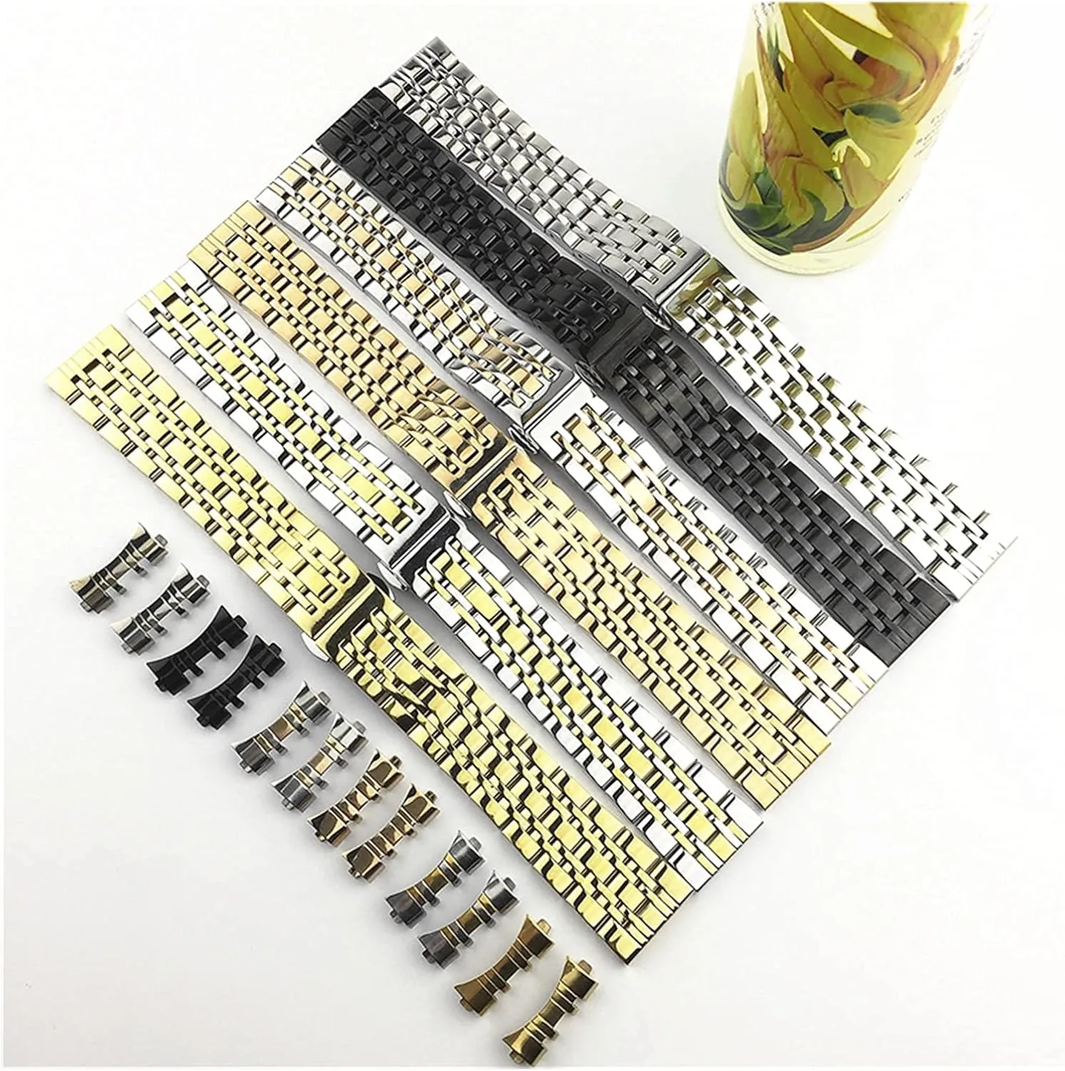 interface flat and curved butterfly buckle considerable niche coherent lease temporary converter strap seven bead stainless watchband steel solid dual 