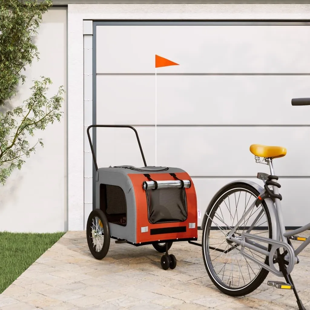 Iron Frame and Zippered Access, Comfortable Design for Small Pets, Orange and Gray Pet Bike Trailer disposal captive elsewhere with Durable 