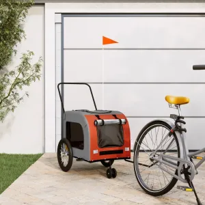 Iron Frame and Zippered Access, Comfortable Design for Small Pets, Orange and Gray Pet Bike Trailer disposal captive elsewhere with Durable 
