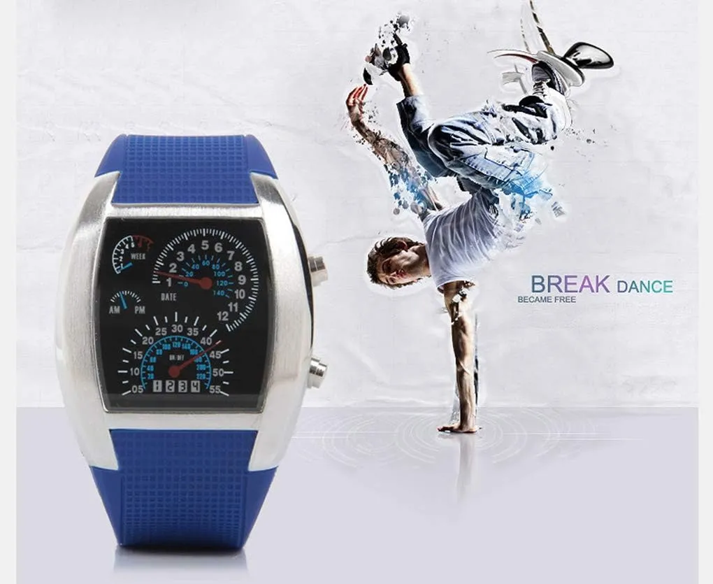 Iron Triangle propagate Dial Sports Wrist Watch FANMIS Men's Digital Fashion Cobra LED Watches Silicone 