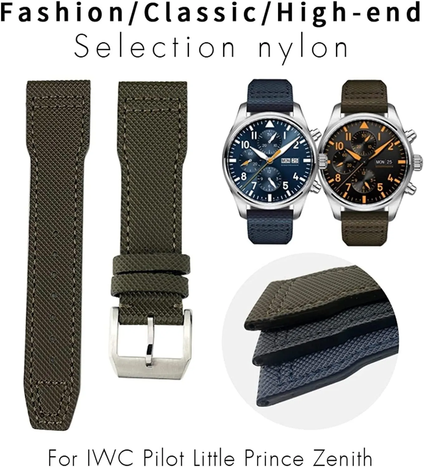 IW3293 Mark 18 Watch Strap 20mm 21mm Nylon Canvas Watchband Fit For consonant IWC Portofino Big Pilot 