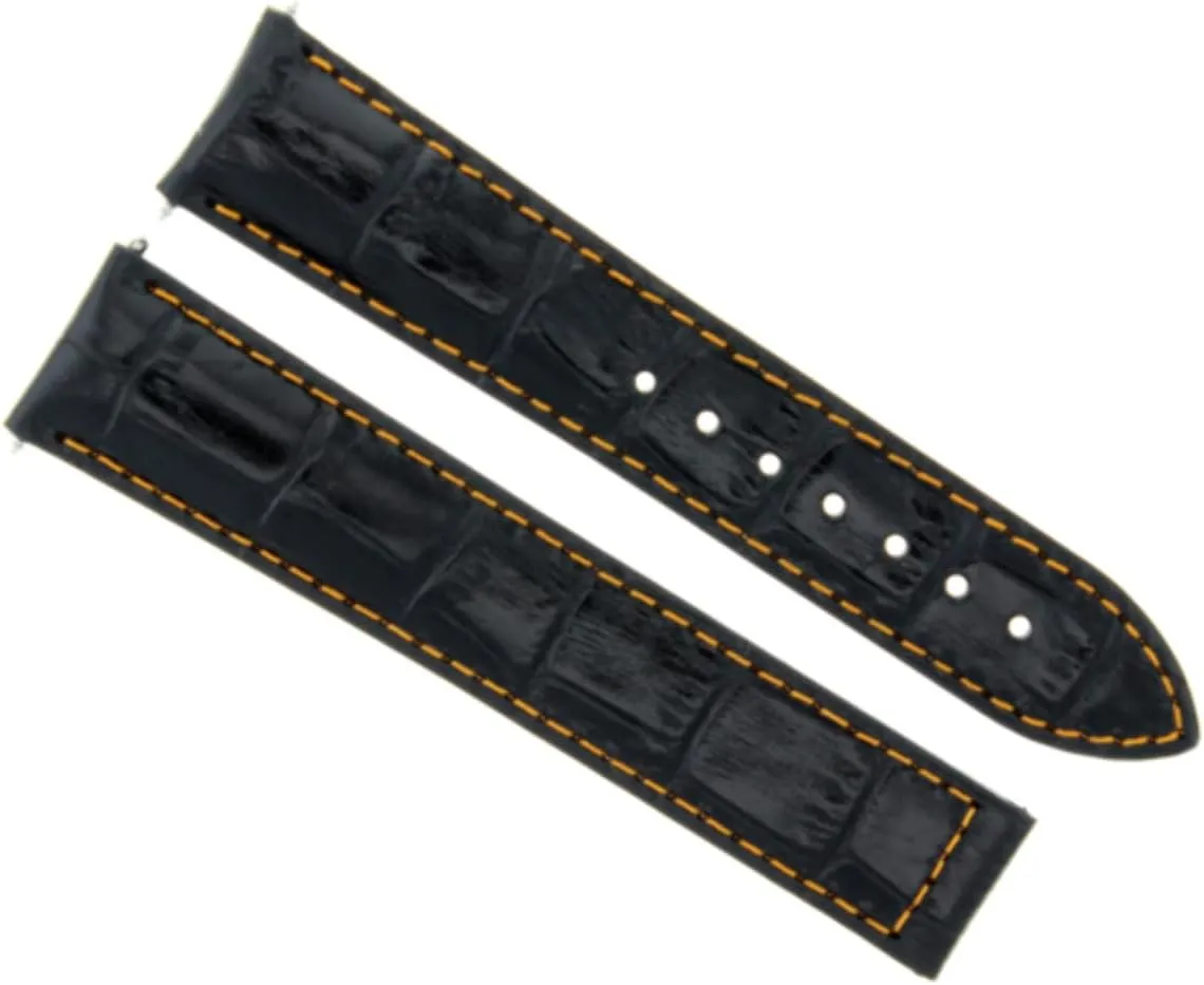 IWC Pilot Portuguese Deployment Clasp Black With Orange Stitching boulder Ewatchparts 22mm Leather Watch Band Strap Compatible With 