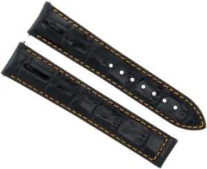 IWC Pilot Portuguese Deployment Clasp Black With Orange Stitching boulder Ewatchparts 22mm Leather Watch Band Strap Compatible With 