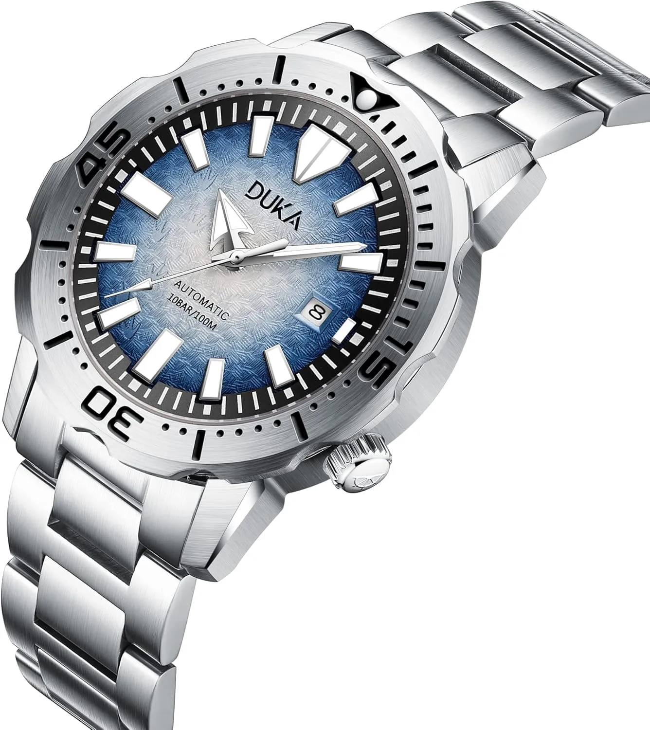 Japanese Self-winding complain Movement Full Stainless Steel 100M Waterproof Sports Wrist Watch Date HaiQin DUKA 110 Men's Automatic Mechanical Watches The Ocean Series Synthetic Sapphire 