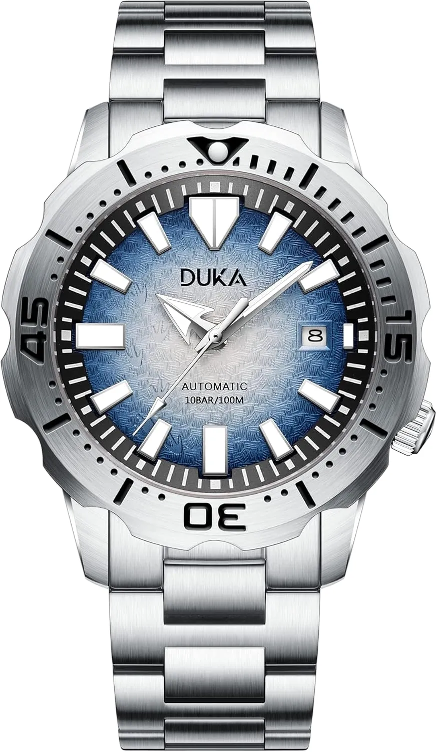 Japanese Self-winding complain Movement Full Stainless Steel 100M Waterproof Sports Wrist Watch Date HaiQin DUKA 110 Men's Automatic Mechanical Watches The Ocean Series Synthetic Sapphire 