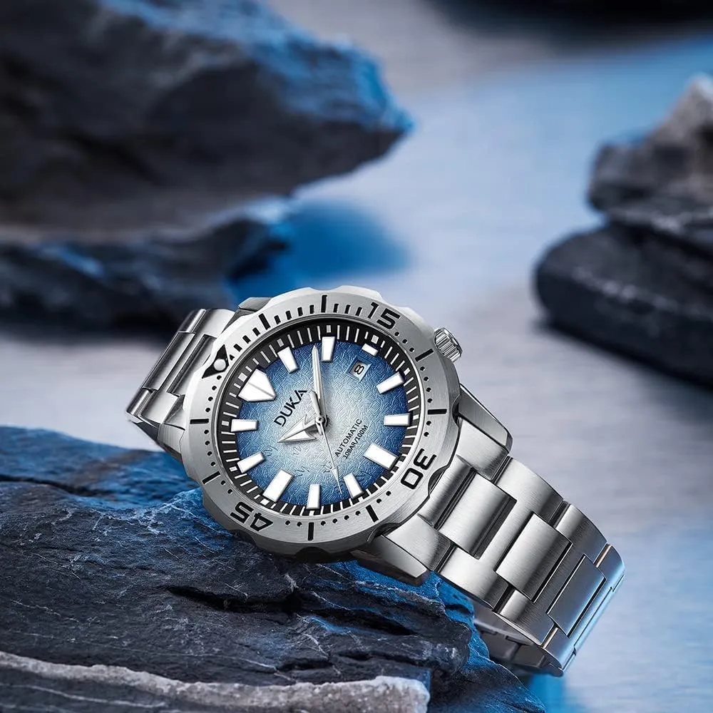 Japanese Self-winding complain Movement Full Stainless Steel 100M Waterproof Sports Wrist Watch Date HaiQin DUKA 110 Men's Automatic Mechanical Watches The Ocean Series Synthetic Sapphire 
