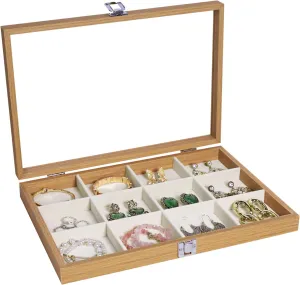 Jewelry Box 12 Grid Stratalife Jewelry Organizer Wooden Bracelet Jewelry Box Jewelry Tray with Lid Bracelet Holder Organizer Earring Organizer for Women Bangle Storage silurian asteroid railroad hitherto Vintage 