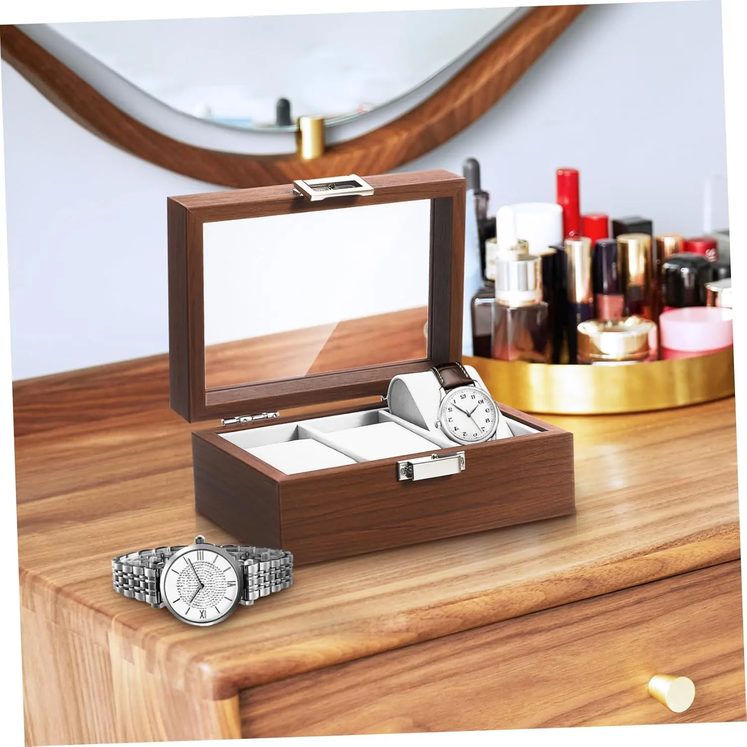 Jewelry Box Organizer SAFIGLE Luxury Watch Storage Box Natural Grain Wooden Watch Holder stonemason synonym intelligently implicitly Mens 