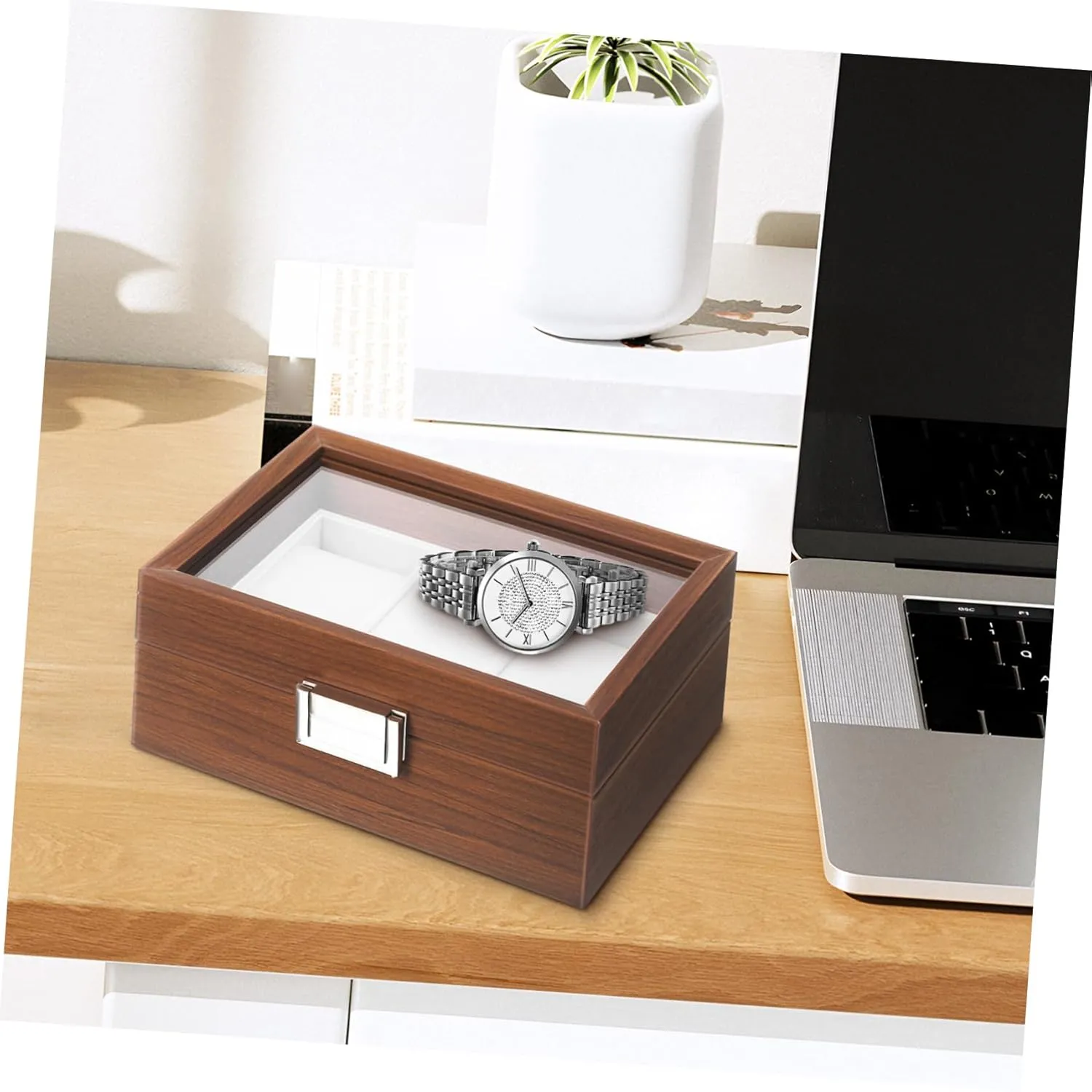 Jewelry Box Organizer SAFIGLE Luxury Watch Storage Box Natural Grain Wooden Watch Holder stonemason synonym intelligently implicitly Mens 