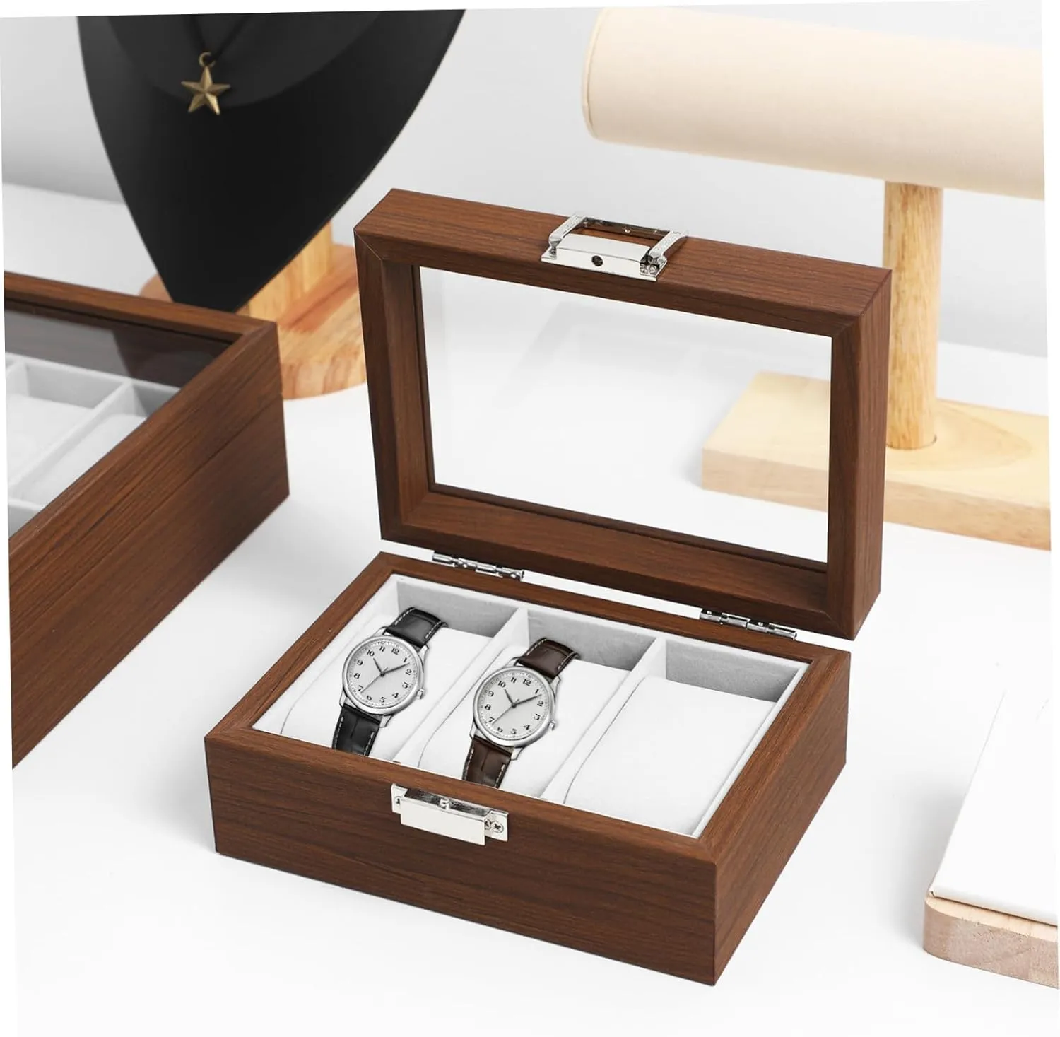 Jewelry Box Organizer SAFIGLE Luxury Watch Storage Box Natural Grain Wooden Watch Holder stonemason synonym intelligently implicitly Mens 