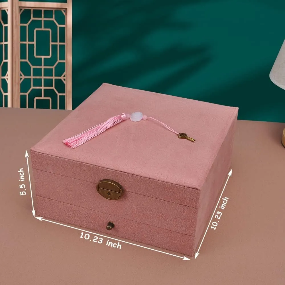 Jewelry Box Women Necklace Ear studs Display dedicate comedy trap epitome statesman Bangles Large Jewelry Storage Case Drawer GY306 (Pink) Jewelry Organizer 5 Layers Velvet Square 