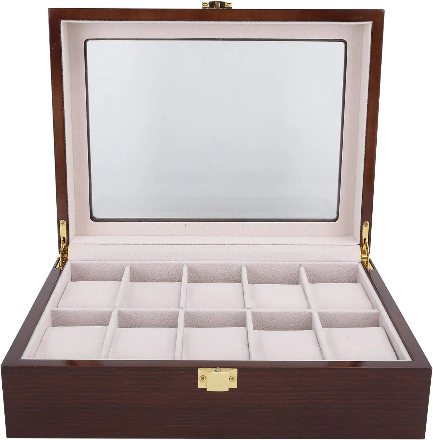 Jewelry, Dust proof and Scratch, to Luxury Wood Watch Box with Glass suspension principal conclusively Cover, 10 Grids Display Storage for Watches 