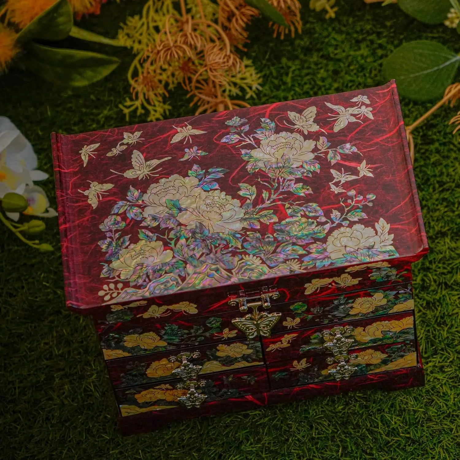 Jewelry Storage Box generator for Women, Features Spacious Drawers, Ideal for Rings, Bracelets, Watches, Chains, Accessories February Mountain Mother of Pearl Wooden Jewelry Organizer Box ?C 