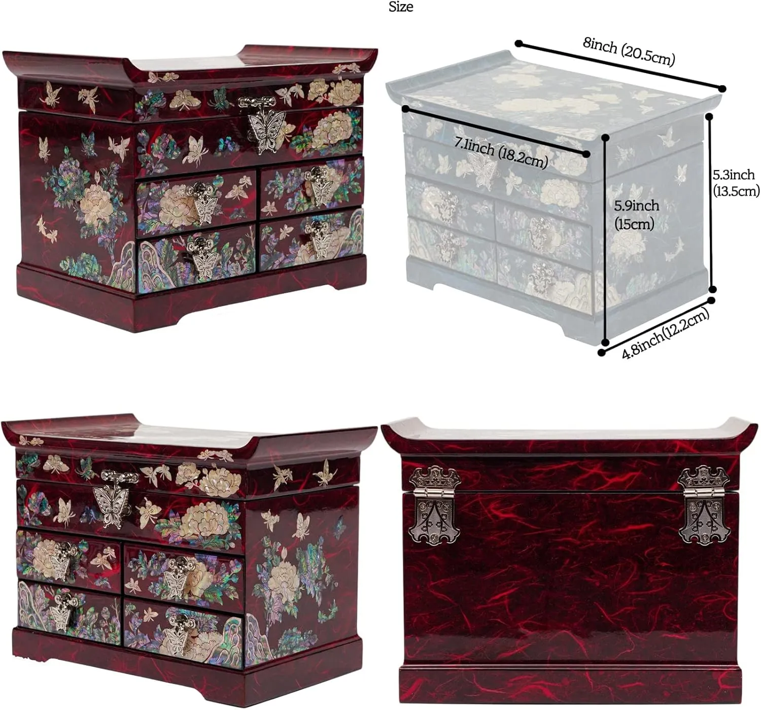 Jewelry Storage Box generator for Women, Features Spacious Drawers, Ideal for Rings, Bracelets, Watches, Chains, Accessories February Mountain Mother of Pearl Wooden Jewelry Organizer Box ?C 
