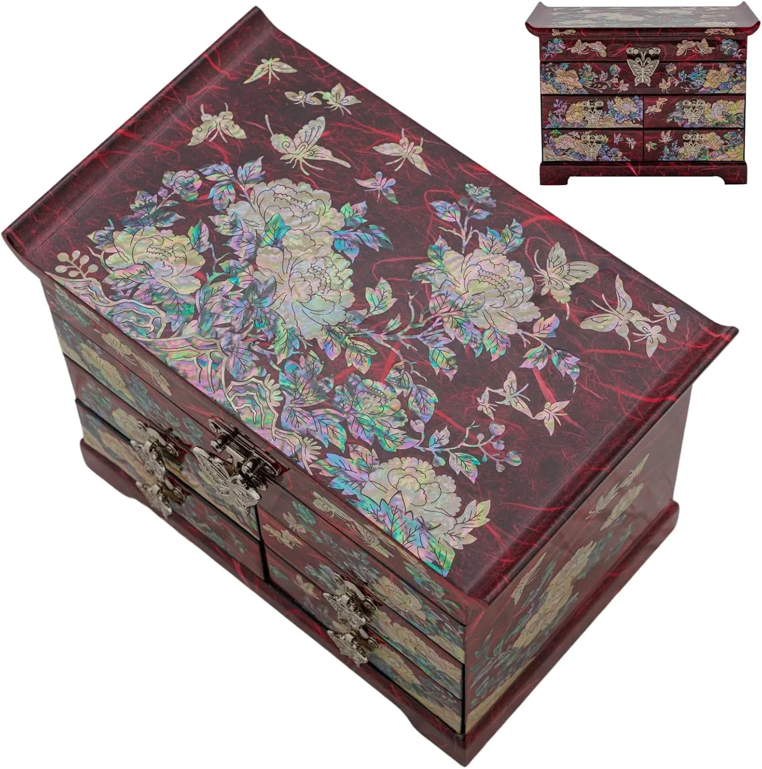 Jewelry Storage Box generator for Women, Features Spacious Drawers, Ideal for Rings, Bracelets, Watches, Chains, Accessories February Mountain Mother of Pearl Wooden Jewelry Organizer Box ?C 