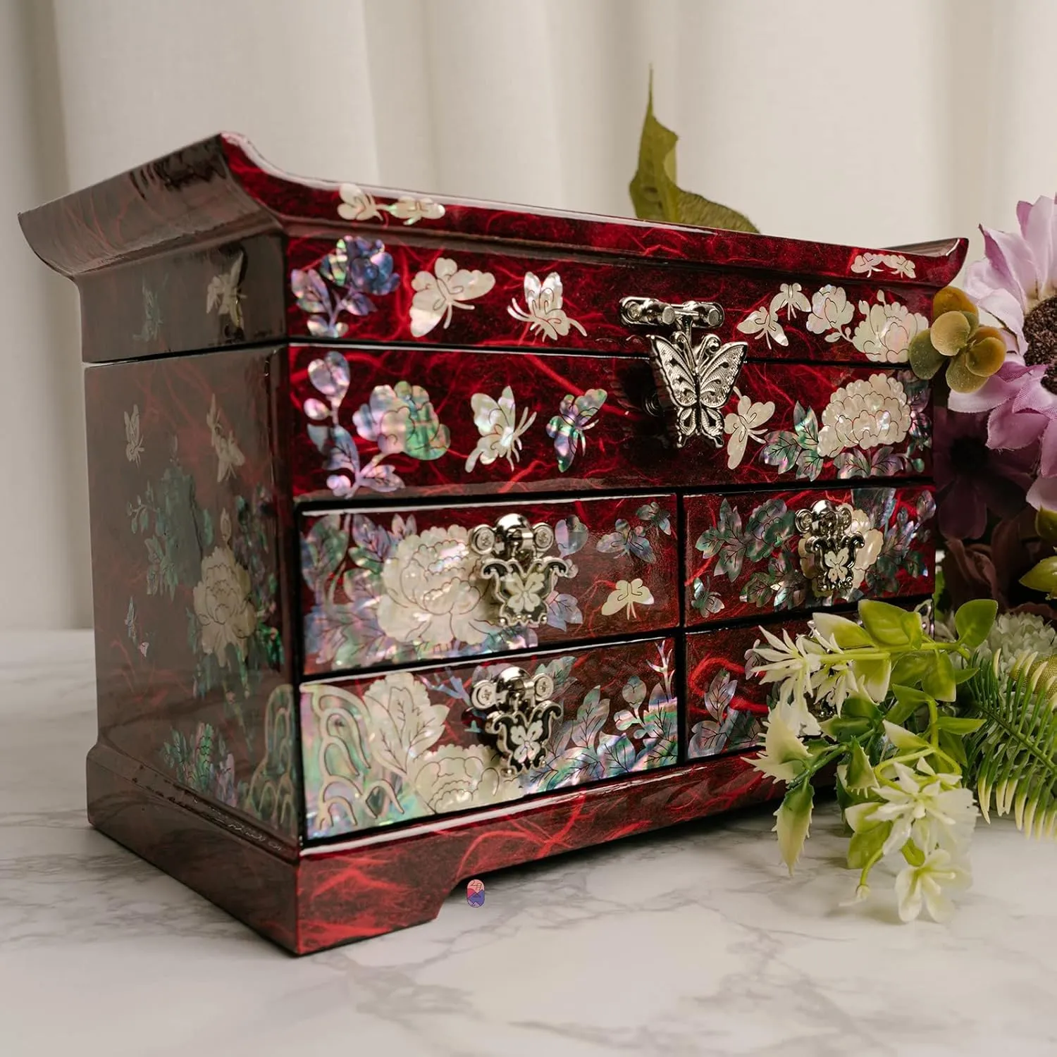 Jewelry Storage Box generator for Women, Features Spacious Drawers, Ideal for Rings, Bracelets, Watches, Chains, Accessories February Mountain Mother of Pearl Wooden Jewelry Organizer Box ?C 