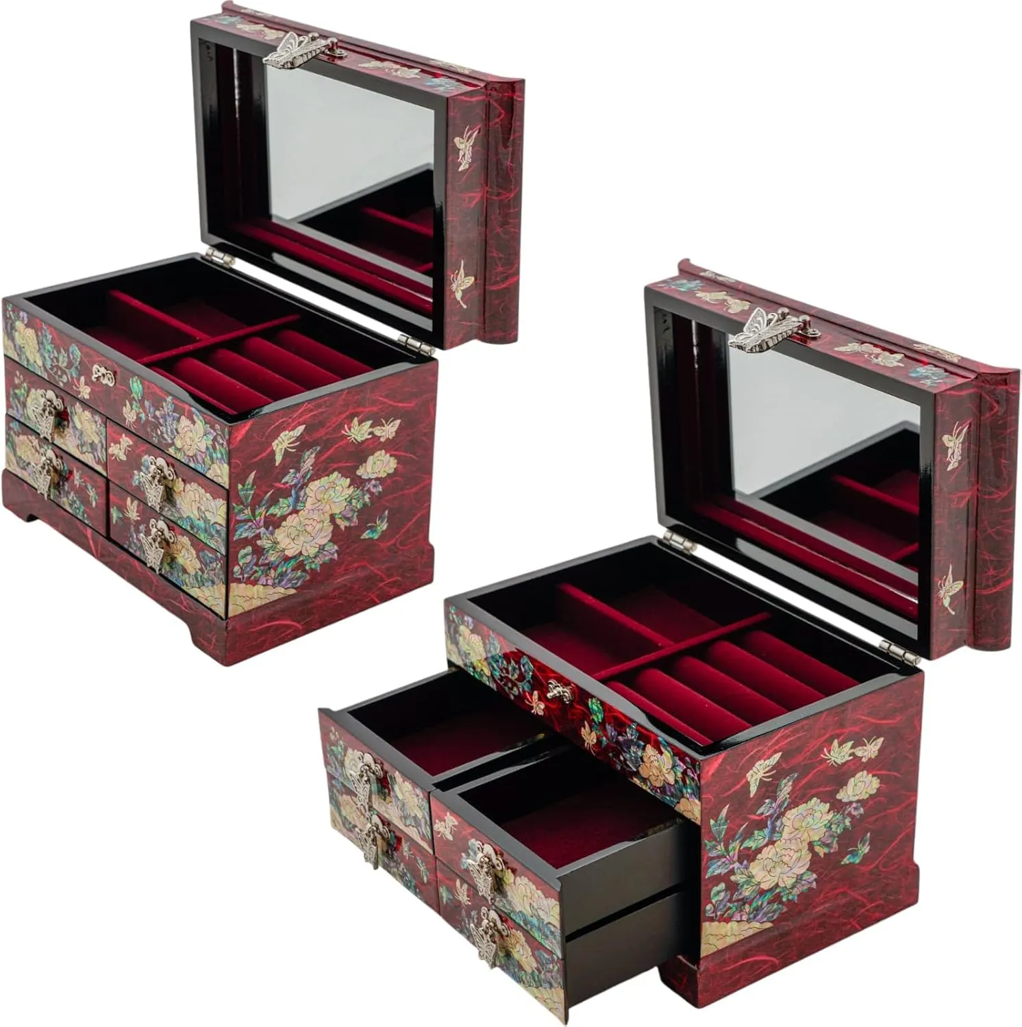 Jewelry Storage Box generator for Women, Features Spacious Drawers, Ideal for Rings, Bracelets, Watches, Chains, Accessories February Mountain Mother of Pearl Wooden Jewelry Organizer Box ?C 