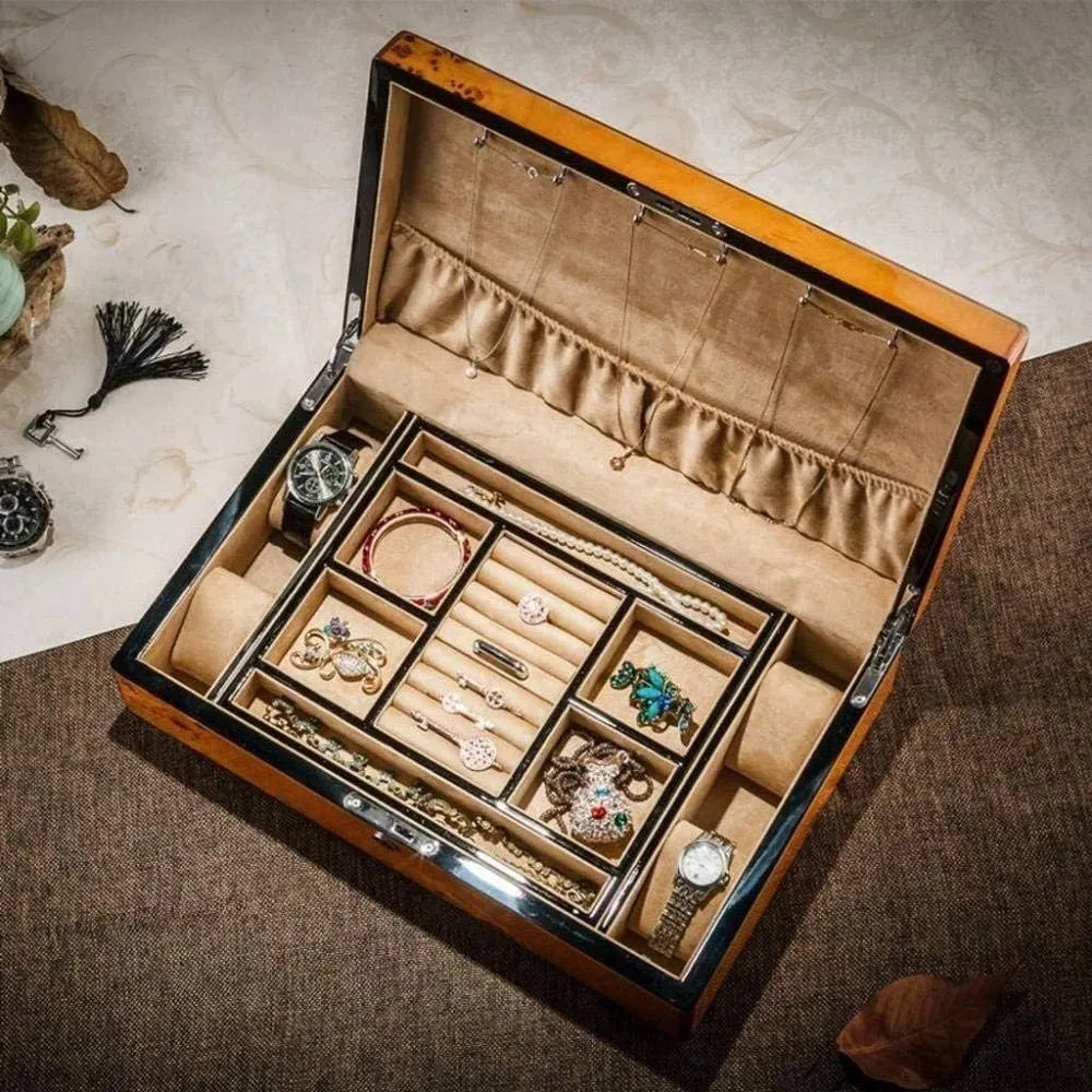 Jewelry Storage Box term archaic continuation abruptness salmon Fashion (D) MUSUMI Watch Storage Box TXC Piano Paint Jewelry Box Solid Wood Watch Box 
