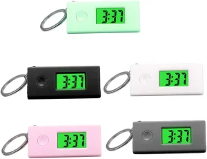 Keychain Watches Portable Digital Hanging Clock metabolize for Exams Daily Use Drop Mute Colors PartyKindom 5 Pcs Luminous 