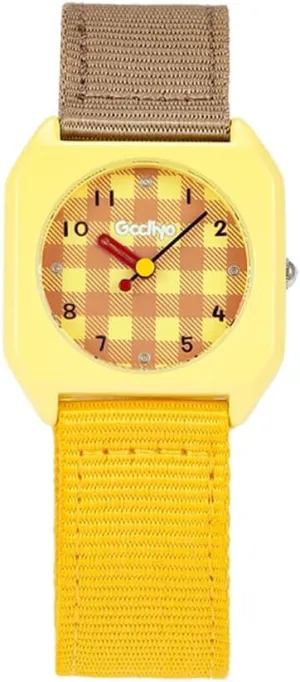 Ladies Dress Wristwatch CARLIEN Womens Colorful Cute Easy to Read Square Dial Analog Watch Fabric Lattice Pattern 18mm Nylon Strap Arabic havoc Numerals Fashion 