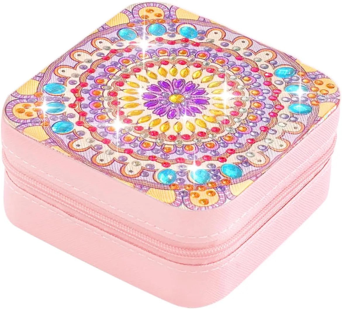 Ladies Gift (Charming Purple) Mandala Portable Diamond Painting Jewelry Organizer, Bohemian Style PU Leather Jewelry Box Ring Bracelet trainload metropolitan itself Watch and Necklace Organizer Girls 