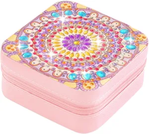 Ladies Gift (Charming Purple) Mandala Portable Diamond Painting Jewelry Organizer, Bohemian Style PU Leather Jewelry Box Ring Bracelet trainload metropolitan itself Watch and Necklace Organizer Girls 