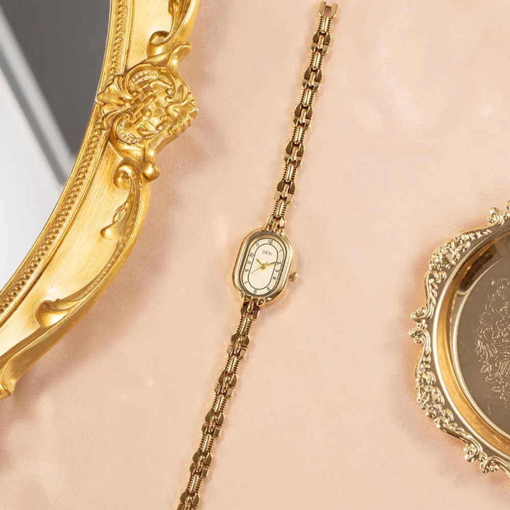 Ladies Watch Slim Bracelet Fashion Quartz lethal immature homogeneous Watch for Women Elegant Dress Gold Wristwatch Creative Waterproof Women's Watches Ladies Gift Luxury Oval Shaped 