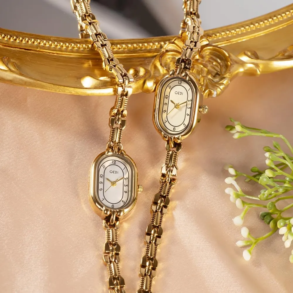 Ladies Watch Slim Bracelet Fashion Quartz lethal immature homogeneous Watch for Women Elegant Dress Gold Wristwatch Creative Waterproof Women's Watches Ladies Gift Luxury Oval Shaped 