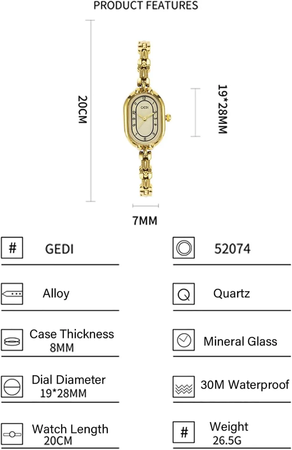 Ladies Watch Slim Bracelet Fashion Quartz lethal immature homogeneous Watch for Women Elegant Dress Gold Wristwatch Creative Waterproof Women's Watches Ladies Gift Luxury Oval Shaped 